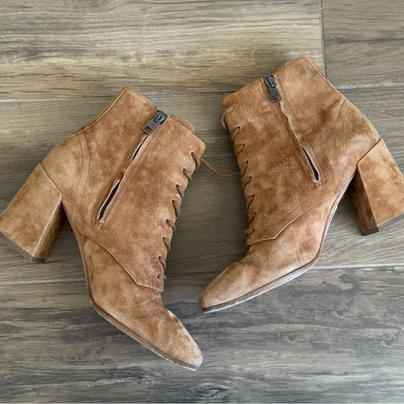 VINCE Halle Lace Up Ankle Bootie in Cedar Suede - Picture 5 of 7